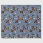 Papier Cadeau Noël des forêts d'oiseaux américains (Plat)
