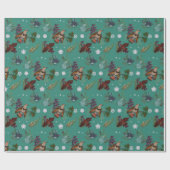 Papier Cadeau Noël des forêts d'oiseaux américains (Plat)