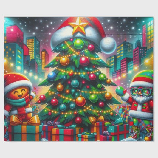 Papier Cadeau Noël des graffitis (Plat)