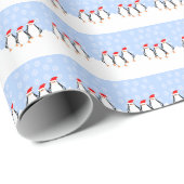 Papier Cadeau Noël des manchots (Coin rond)