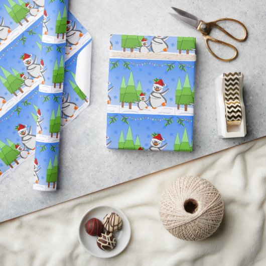 Papier Cadeau Noël des manchots (Artisanat)