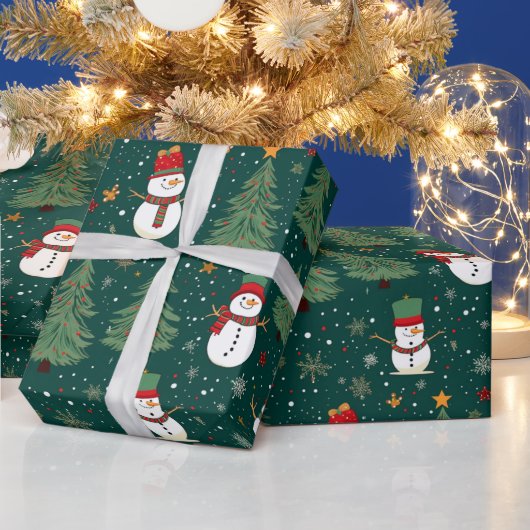 Papier Cadeau Noël des neiges arbres de Noël verts Noël (Vacances)