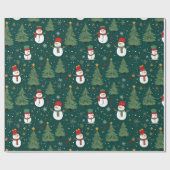 Papier Cadeau Noël des neiges arbres de Noël verts Noël (Plat)