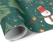 Papier Cadeau Noël des neiges arbres de Noël verts Noël (Coin rond)