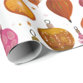 Papier Cadeau Noël des ornements rétro (Coin rond)