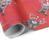 Papier Cadeau Noël des rennes (Coin rond)