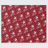 Papier Cadeau Noël des rennes de vol magique (rouge) (Plat)