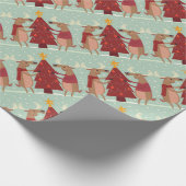 Papier Cadeau Noël des rennes vintages (Coin)