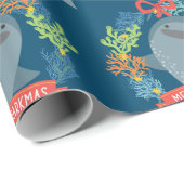 Papier Cadeau Noël des requins de baleine (Coin rond)