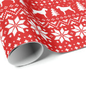 Papier Cadeau Noël des silhouettes À poils durs allemandes (Coin rond)