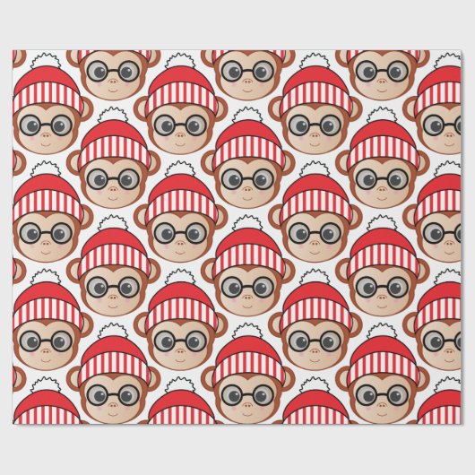 Papier Cadeau Noël des singes (Plat)