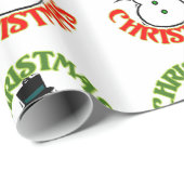 Papier Cadeau Noël des Snowman rouges et blancs (Coin rond)