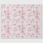 Papier Cadeau Noël des Snowmen Cadeaux cadeaux Noël rose (Plat)