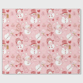 Papier Cadeau Noël des Snowmen Cadeaux cadeaux Noël rose (Plat)