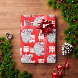 Papier Cadeau Noël d'été Koalas Rouge