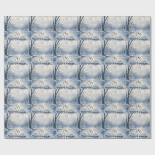 Papier Cadeau Noël d'hiver élégant avec scène du Lac des Cygnes