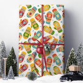 Papier Cadeau Noël d'hiver Mittens Gants Motif de vacances