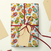 Papier Cadeau Noël d'hiver Mittens Gants Motif de vacances