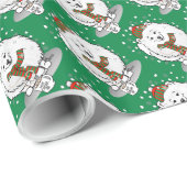 Papier Cadeau Noël d'hiver Poméranien (blanc) Écharpe de chien N (Coin rond)