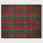 Papier Cadeau Noël d'hiver Rouge & Vert Tartan & Or (Plat)