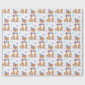 Papier Cadeau Noël d'hiver Shiba Inu (Plat)