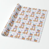 Papier Cadeau Noël d'hiver Shiba Inu (Déroulé)