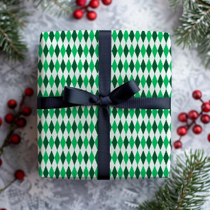Papier Cadeau Noël Diamant Prépa Émeraude Vert Retro