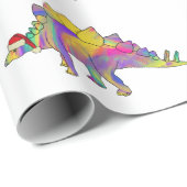 Papier Cadeau Noël Dinosaure coloré mignon (Coin rond)