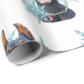 Papier Cadeau Noël Doberman Pincher Snowflakes (Coin rond)