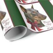Papier Cadeau Noël Doberman Pinscher (Coin rond)