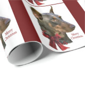 Papier Cadeau Noël Doberman Pinscher (Coin rond)