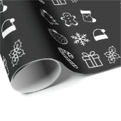 Papier Cadeau Noël Doodé pain d'épice bonbons Noël (Coin rond)