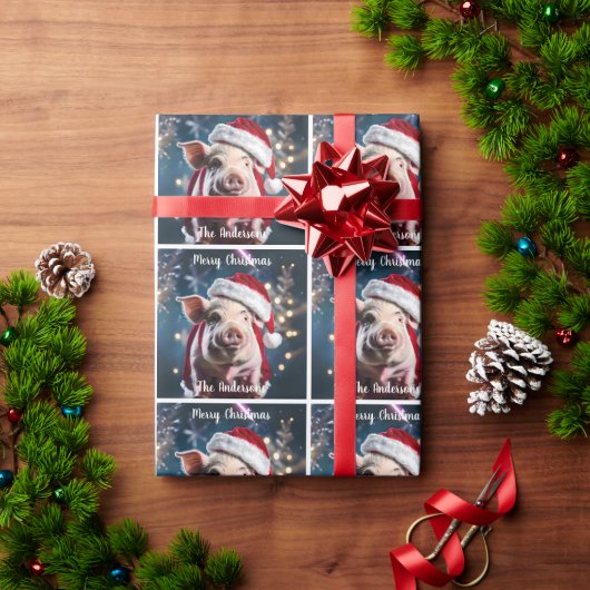 Papier Cadeau Noël doux blanc Piggy (Cadeau de vacances)