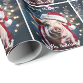 Papier Cadeau Noël doux blanc Piggy (Coin rond)