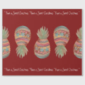 Papier Cadeau Noël doux d'ananas enveloppant le rouge (Plat)