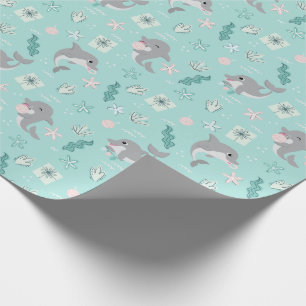 Papier Cadeau Noël doux dauphin