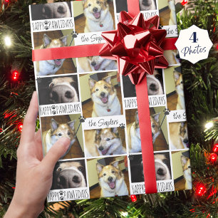 Papier Cadeau Noël Drôle Chien 4 Photos JAUNE PAWLIDAYS