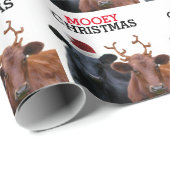 Papier Cadeau Noël drôle de Mooey de vaches (Coin rond)