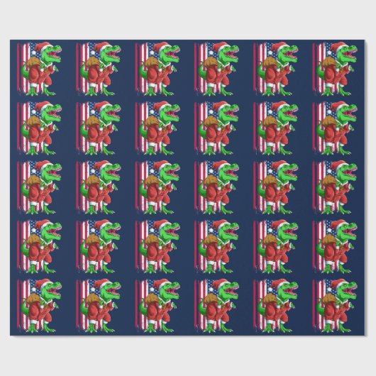 Papier Cadeau Noël drôle Père Noël T Rex Tyrannosaurus Noël (Plat)