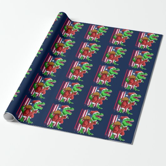 Papier Cadeau Noël drôle Père Noël T Rex Tyrannosaurus Noël (Déroulé)