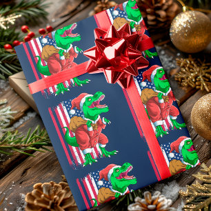 Papier Cadeau Noël drôle Santa T Rex Tyrannosaurus Xmas
