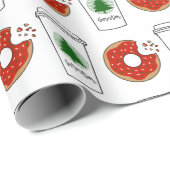 Papier Cadeau Noël du café et des beignets de père Noël (Coin rond)