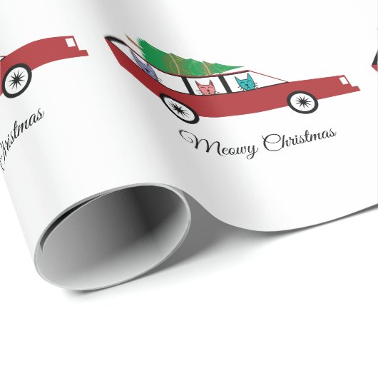 Papier Cadeau Noël du chat (Coin rond)