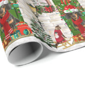 Papier Cadeau Noël du chien Dachshund (Coin rond)