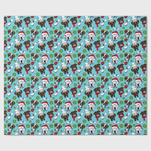 Papier Cadeau Noël du chien de boxe (Plat)