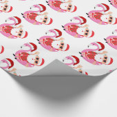 Papier Cadeau Noël du Flamant rose de Père Noël tropical (Coin)