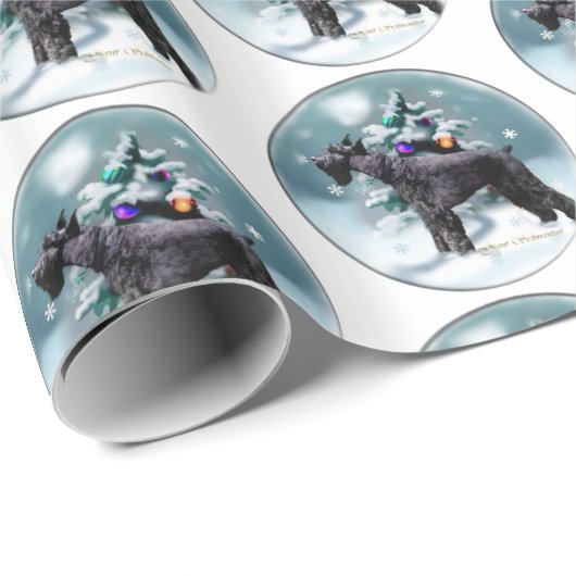 Papier Cadeau Noël du géant Schnauzer (Coin rond)