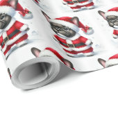 Papier Cadeau Noël du mignon chien français taureau du Père Noël (Coin rond)