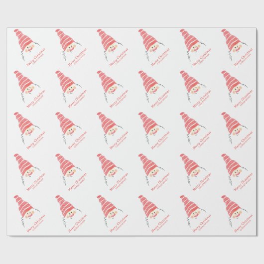 Papier Cadeau Noël du mignon Gnome Père Noël (Plat)