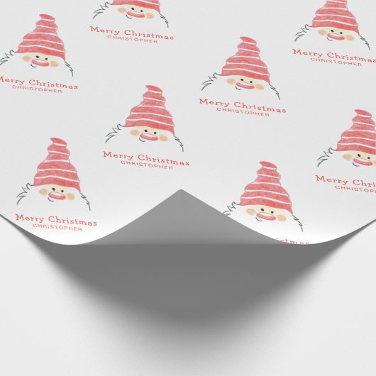 Papier Cadeau Noël du mignon Gnome Père Noël (Coin)